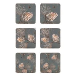 Pine Cone Onderzetter (glazen) 6-pack